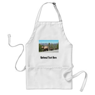 Wild Grizzly Bear Mama and Cubs in Yellowstone Adult Apron