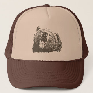 Wild Grizzly Bear Roaring Trucker Hat