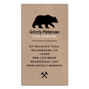 Wild Grizzly Bear Silhouette Nature Wildlife Magnetic Business Card
