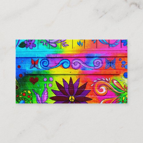 wild groovy 70s colors business card