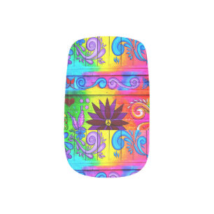 wild groovy hippie minx nail art