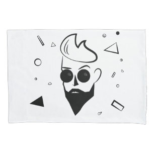 Wild Guy - Sketched Man in Black, White & Blue Pillow Case