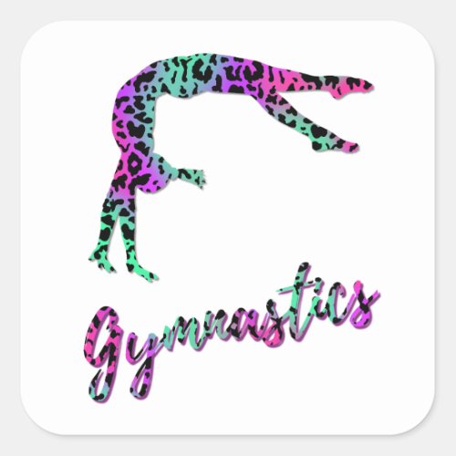 Wild Gymnastics Girl  Animal Print Gymnastics Square Sticker