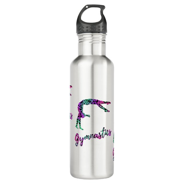Wild Gymnastics Girl | Animal Print Gymnastics Stainless Steel Water Bottle (Front)