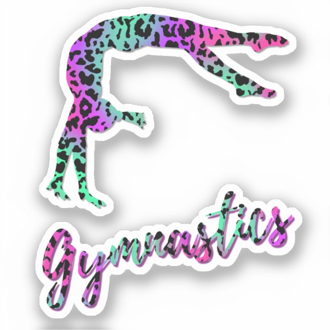 Wild Gymnastics Girl | Animal Print Gymnastics Sticker (Front)