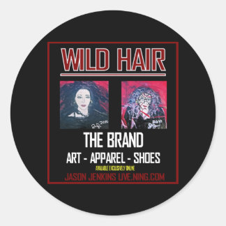 WILD HAIR AD CLASSIC ROUND STICKER