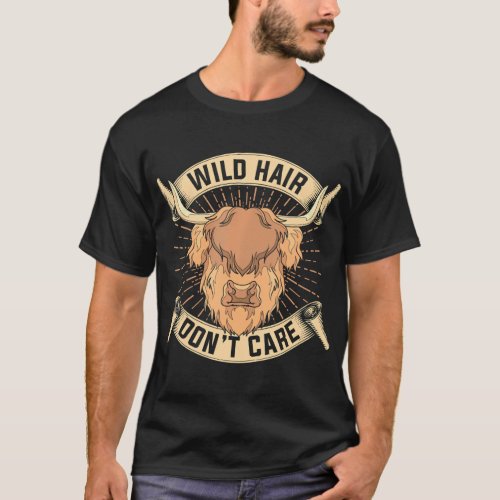 Wild Hair Dont Care Funny Farm Animal Scottish T_Shirt