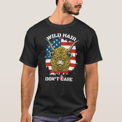 Wild Hair Don't Care Highland Cow Print For Women  T-Shirt