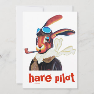 Wild hare dressed in a pilots uniform (hare pilot) card