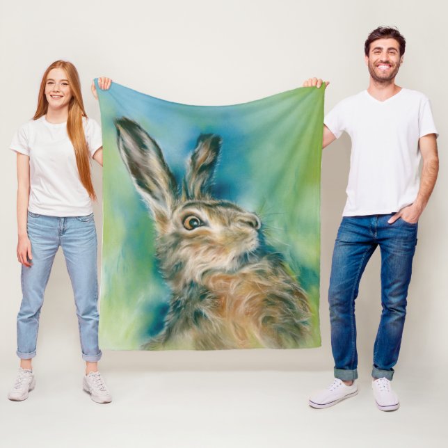 Wild Hare Exuberance Pastel Art Fleece Blanket (In Situ)