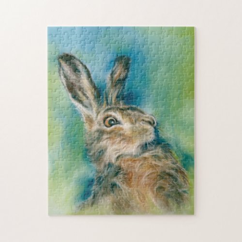 Wild Hare Exuberance Pastel Art Jigsaw Puzzle