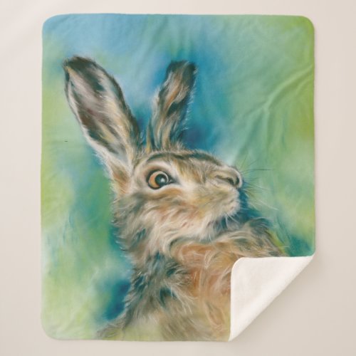 Wild Hare Exuberance Pastel Art Sherpa Blanket