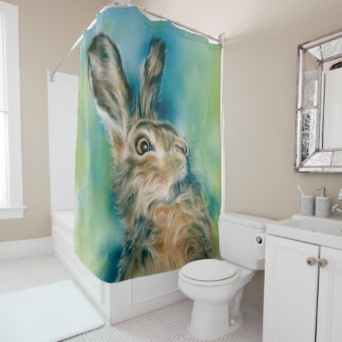Wild Hare Exuberance Pastel Art Shower Curtain