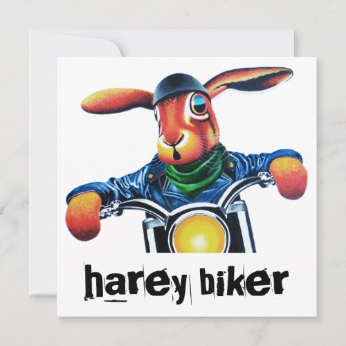 Wild hare riding a motor cycle in leather