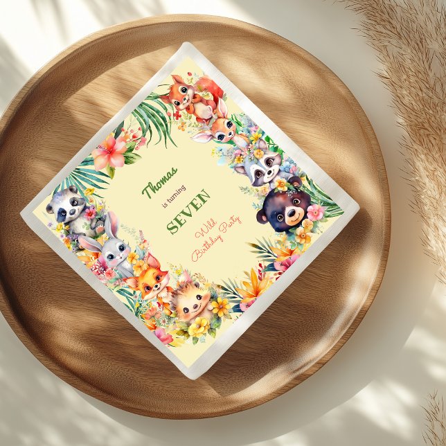 Wild hawaii forest animals kids birthday napkins (Creator Uploaded)