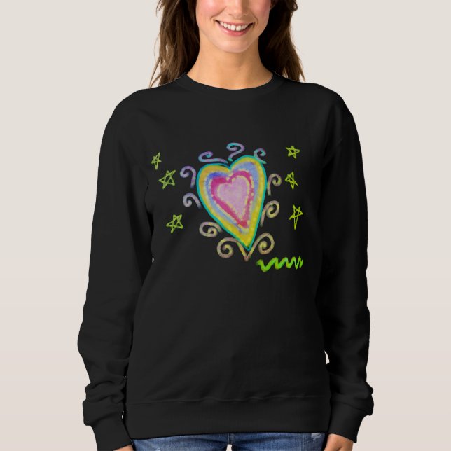 Wild Heart Colorful Abstract Wearable Art Sweatshirt (Front)