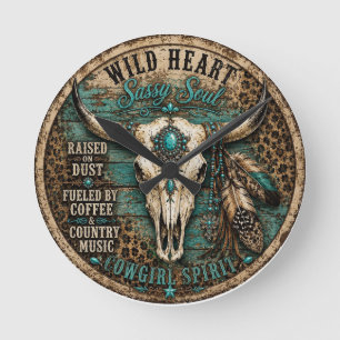 Wild Heart Cowgirl Wall Clock