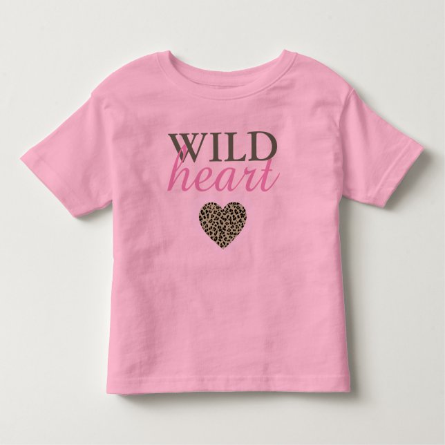 Wild Heart Leopard and Pink Kids T-shirt (Front)