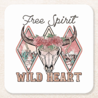 Wild Heart | Valentines Day | Valentine Days Square Paper Coaster