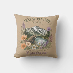 Wild Heart Wide Open Places Bear Mountain Wildflow Throw Pillow