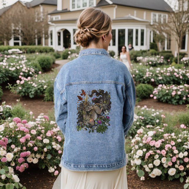 Wild Hearted Unicorn Denim Jacket (Wedding Back)