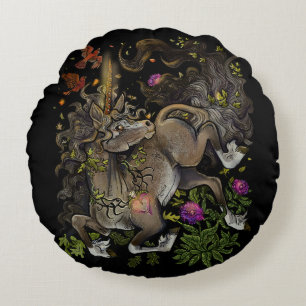 Wild Hearted Unicorn Round Pillow