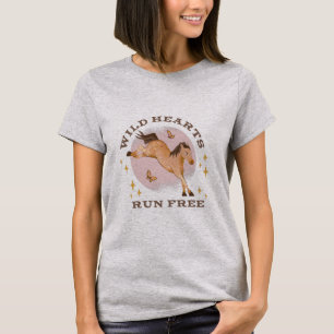 Wild Hearts Run Free Horse and Butterflies T-Shirt