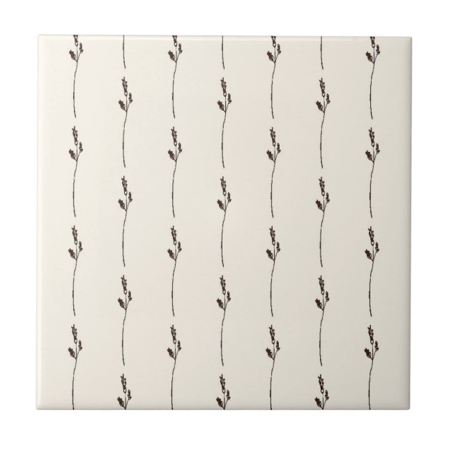 Wild Herb Ceramic Tile Brown Cream (Front)