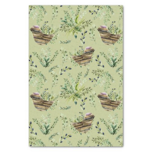 Wild Herb Sage with Birds Watercolor Tissue Paper