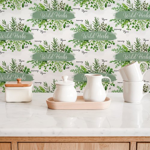 Wild Herbs Kitchen Wallpaper