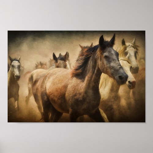 Wild Herd of Horses Decoupage Print