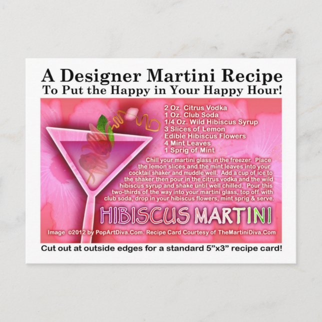 Wild Hibiscus Martini Recipe Postcard (Front)