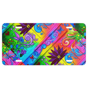 wild hippie style license plate