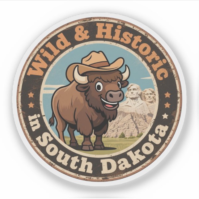 Wild & Historic_ South Dakota Retro Western Sticker (Front)