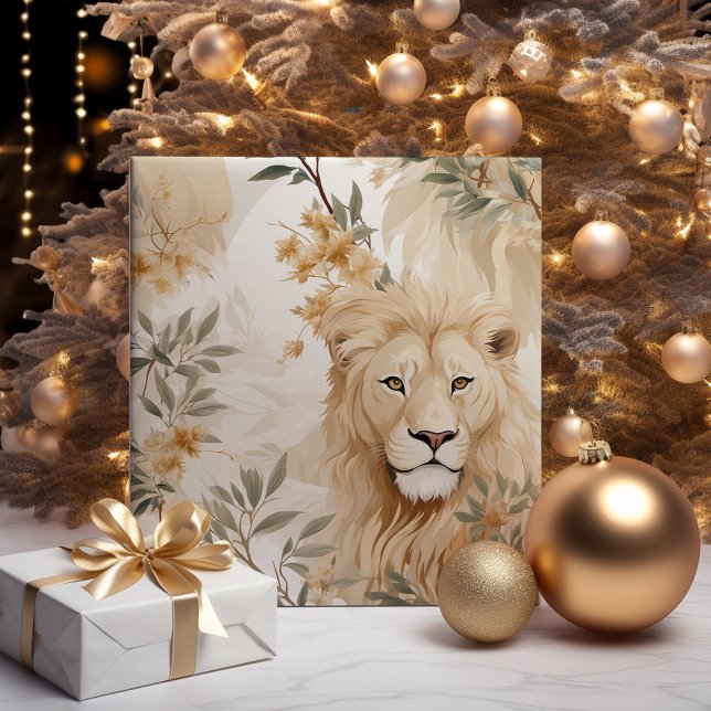 Wild Holidays Safari Lion Christmas  Wrapping Paper (Creator Uploaded)