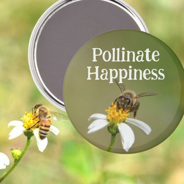 Wild Honeybee Happiness Photographic Bee Magnet (Creator Uploaded)