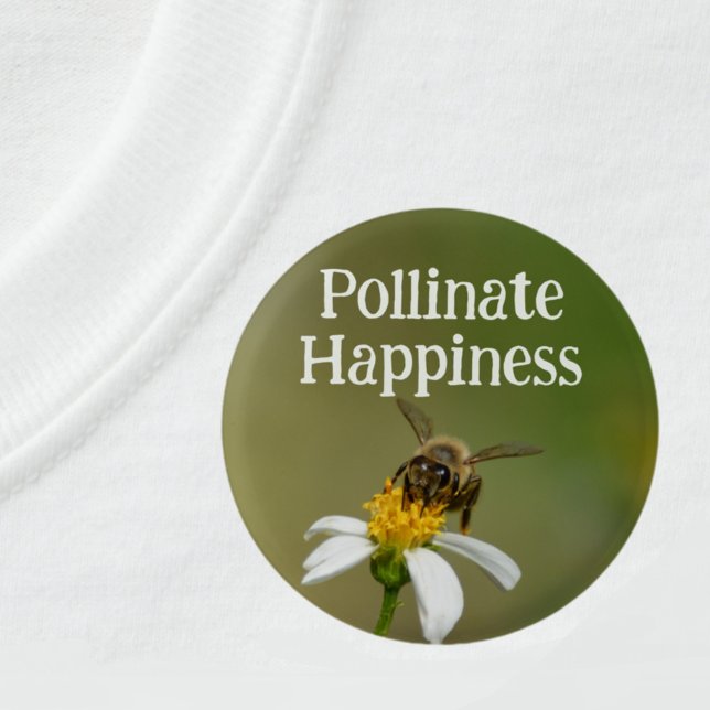 Wild Honeybee Photographic Bee Pollinate Happiness Button (Creator Uploaded)