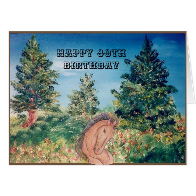 Wild Horse 80th Birthday Card (Front Horizontal)