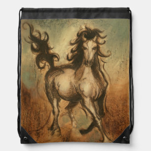 Wild Horse and Warm Colors Drawstring Bag