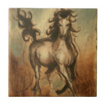 Wild Horse and Warm Colors Tile<br><div class="desc">Ethan Harper is known for his abstract paintings. He likes painting horses and landscapes and this picture is no exception. The sharpness of the ink used on of the wild horse blends perfectly with warm colors in the background.</div>