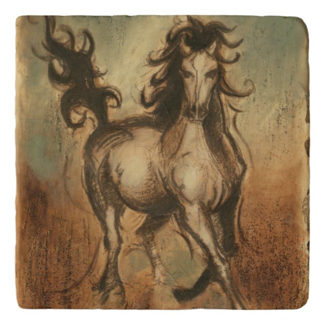 Wild Horse and Warm Colors Trivet (Front)