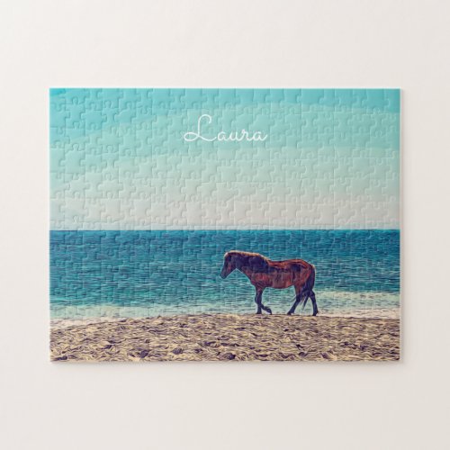 Wild Horse Beach Cute Personalized Jigsaw Puzzle