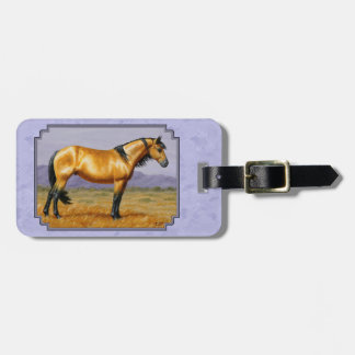 Wild Horse Buckskin Stallion Purple Luggage Tag