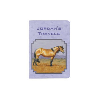 Wild Horse Buckskin Stallion Purple Passport Holder
