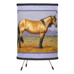 Wild Horse Buckskin Stallion Purple Tripod Lamp