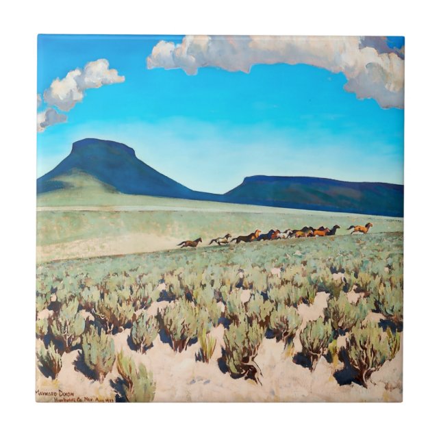 “Wild Horse Country” by Maynard Dixon Ceramic Tile (Front)