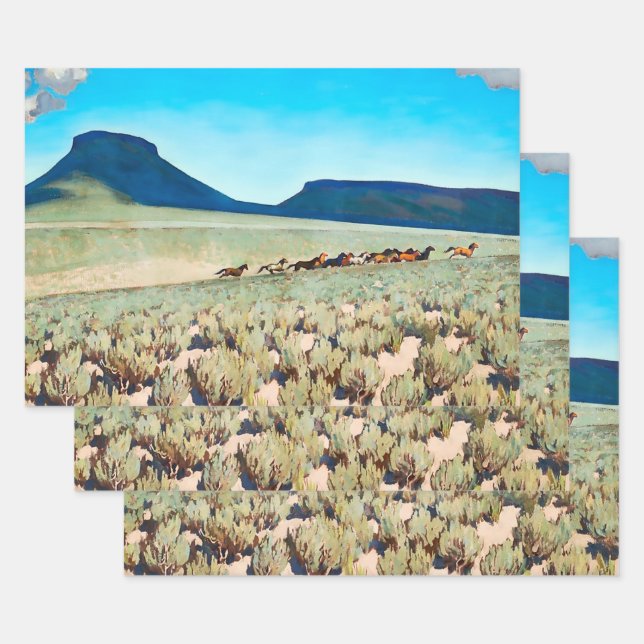 “Wild Horse Country” by Maynard Dixon Wrapping Paper Sheets (Set)