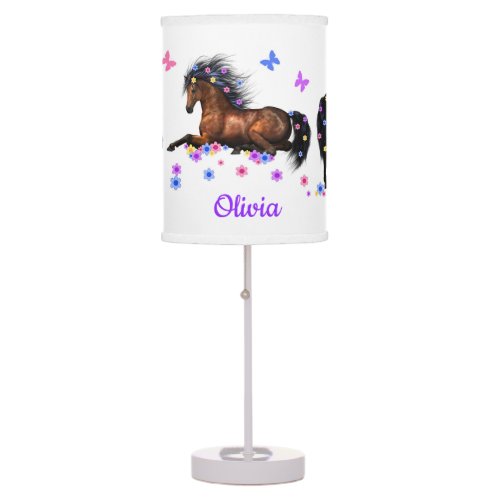 Wild Horse Flowing Mane Pony Lover Girl Kids Room Table Lamp