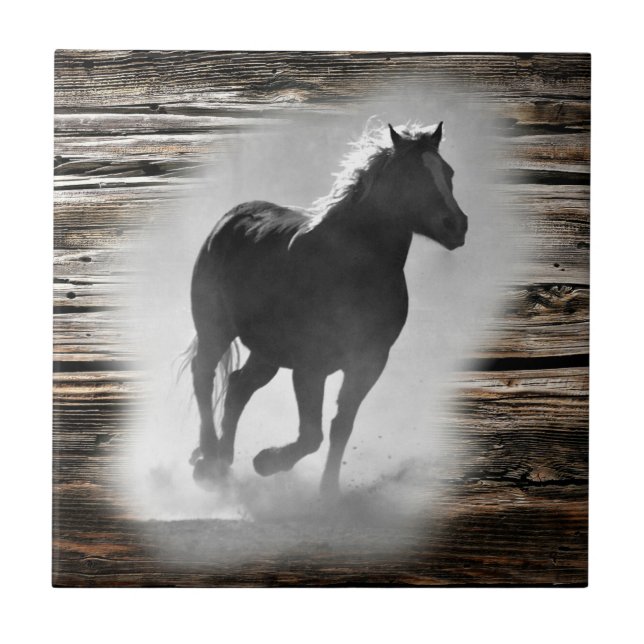 Wild Horse Galloping Ceramic Tile (Front)