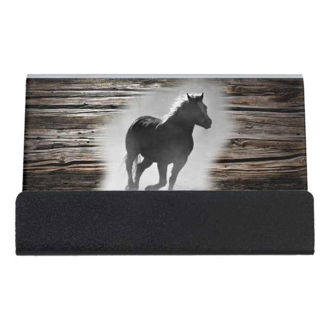 Wild Horse Galloping Desk Business Card Holder (Front)
